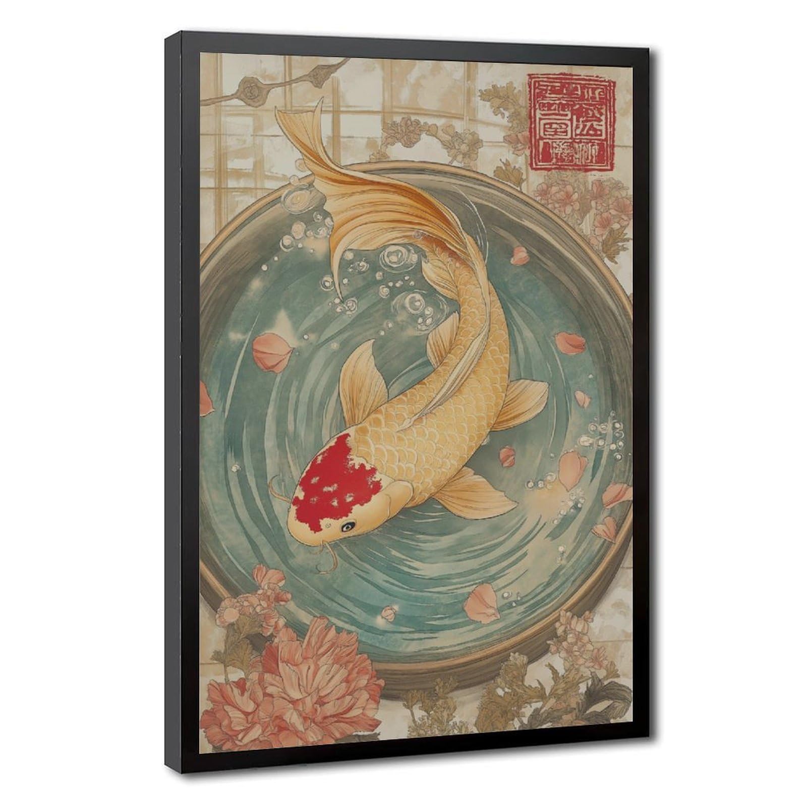 Bareronor Japanese Fish Poster Canvas Poster Bedroom Decor Landscape Office Room Decor Gift 12" L X 18" W