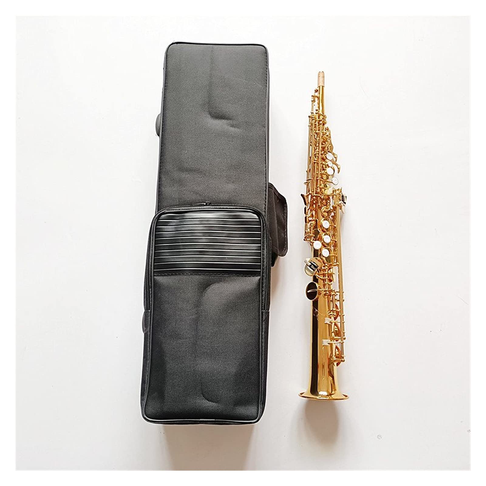 Sax Principianti Kit Ottone Dritto Saxophone SIB SIB Piatto Sassofono Strumento A Fiato Naturale Shell Chiave Intagliare Pattern Strumento a fiato