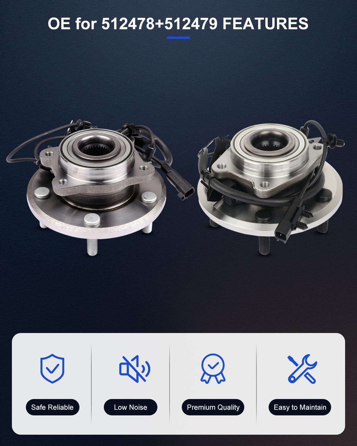 ECCPP Wheel Hub and Bearing Assembly Rear Left 512478 fit for Dodge Journey 2009-2017 5 Lugs Wheel Bearing Hubs with ABS 2pcs