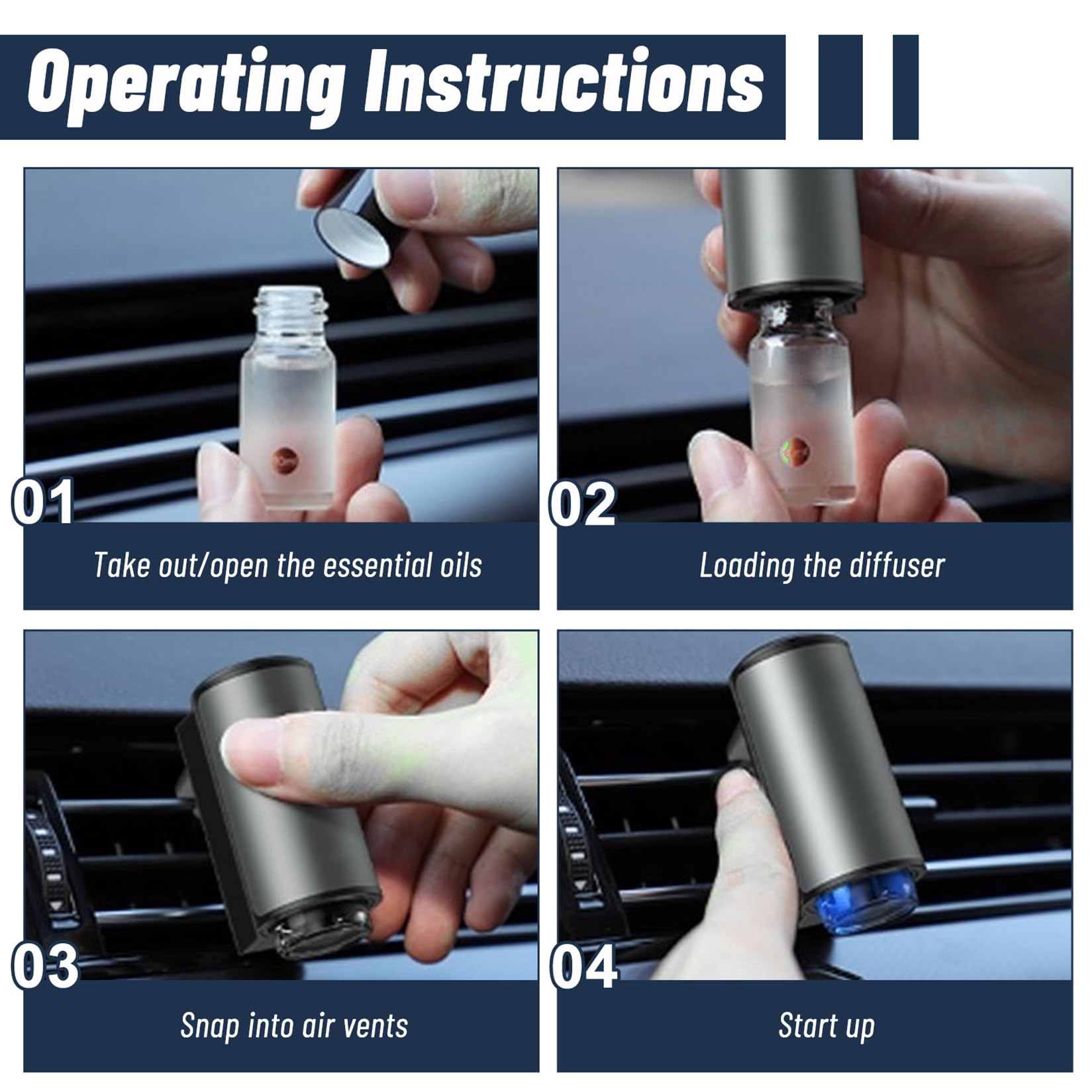 Auto Lufterfrischer, auto Parfüm mit drei einstellbaren, 2024 Neuer Intelligenter Auto-Lufterfrischer, Inklusive 3 Flaschen 10 Ml Parfüm, Wiederaufladbar Über USB,Duft für Auto,Autoparfüm (2 Stück)