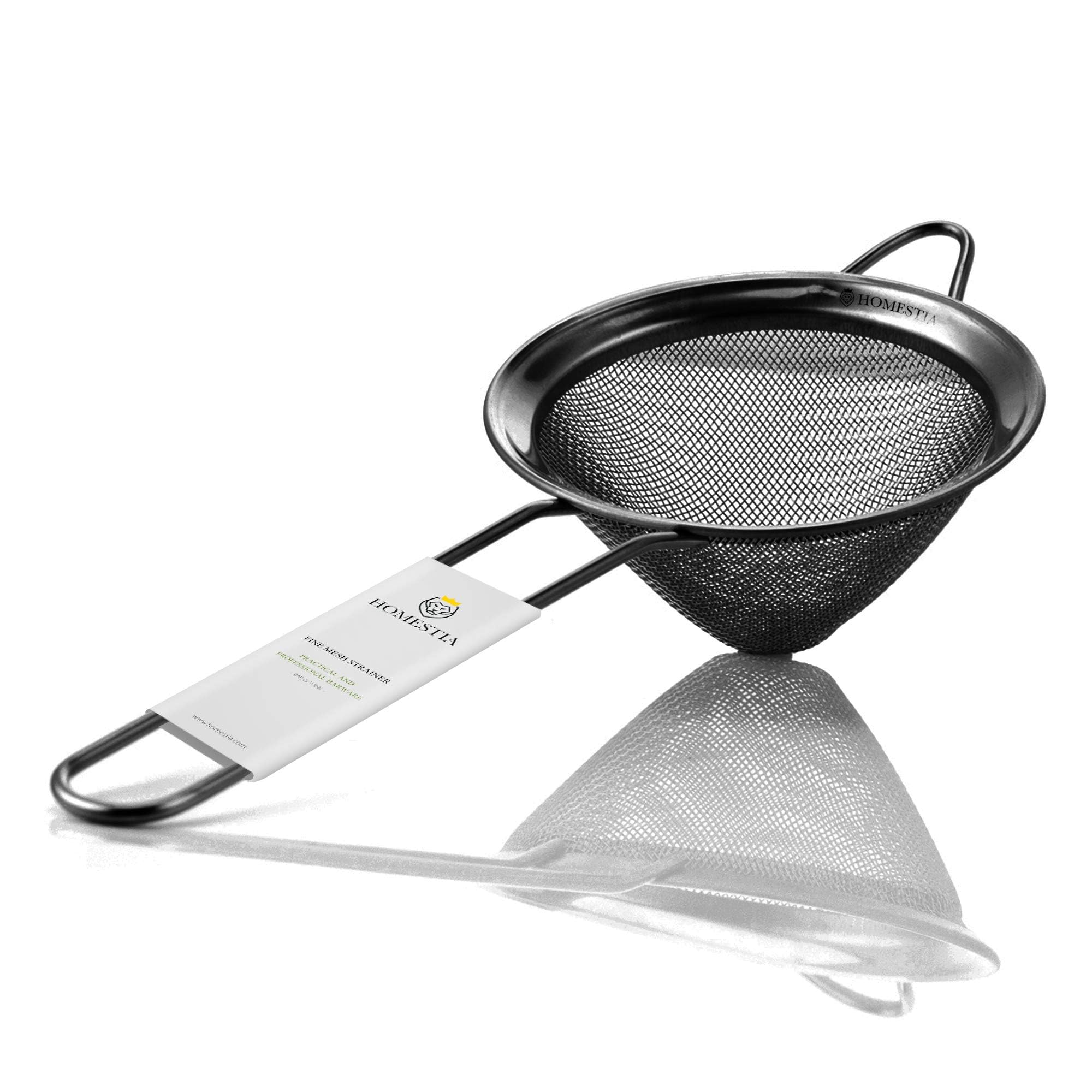 Homestia Stainless Steel Fine Mesh Strainer, Sieve Sifter For Tea, Black