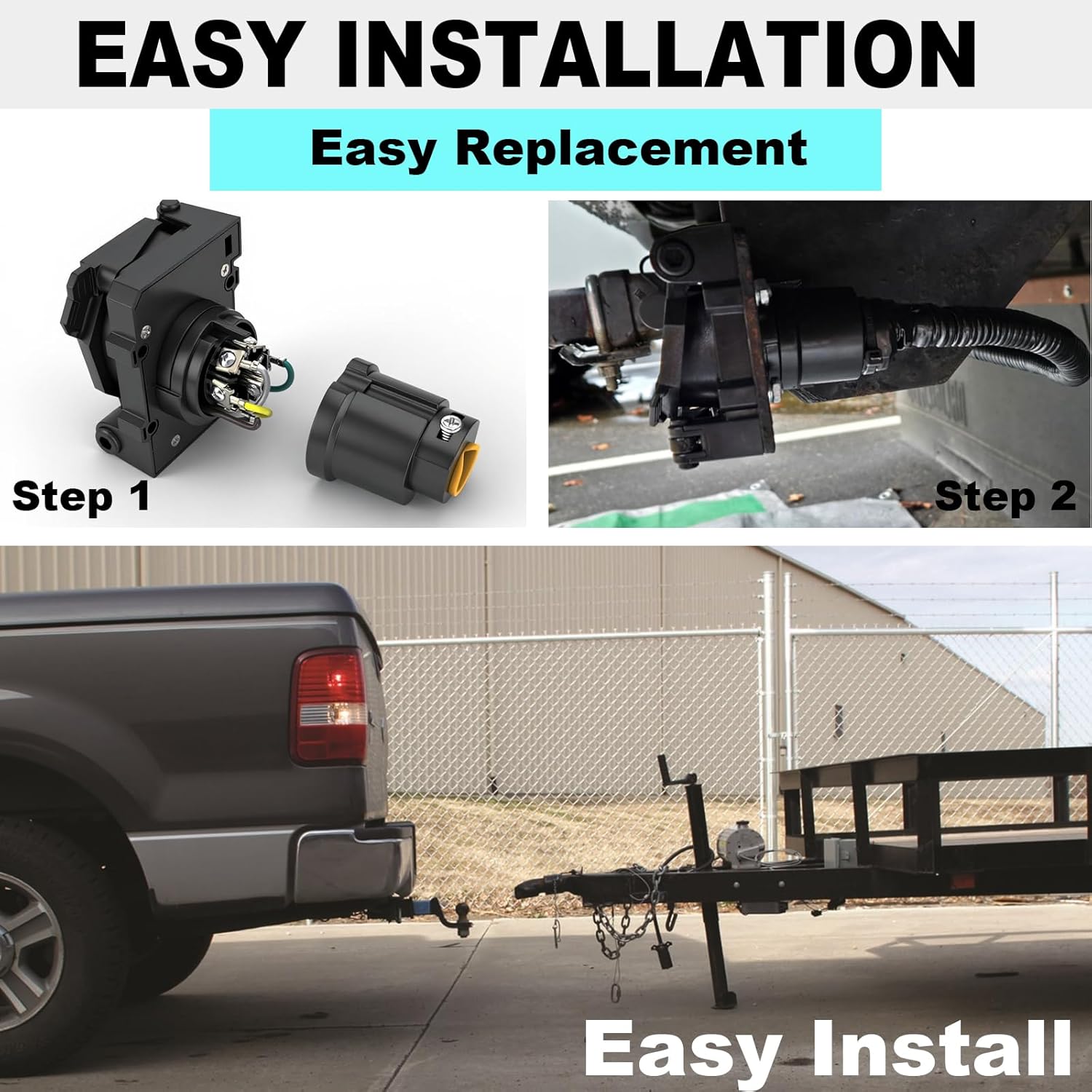 Multi Tow 7 and 5 Pin Trailer Connector Heavy Duty 7 Blade to 7 Blade and 5 Flat Trailer Plug Adapter,Truck Plug for Towing Pickup SUV RV Camper Dual-Output 7 Blade & 5 Flat