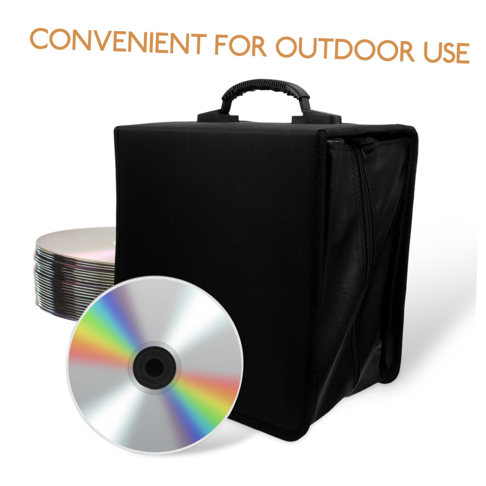 Garneck Portaoggetti Per Dvd in Pelle Pu Capacità Dischi Con Cinghia Mano Nero Custodia Porta Cd Dvd Protettiva e Portatile