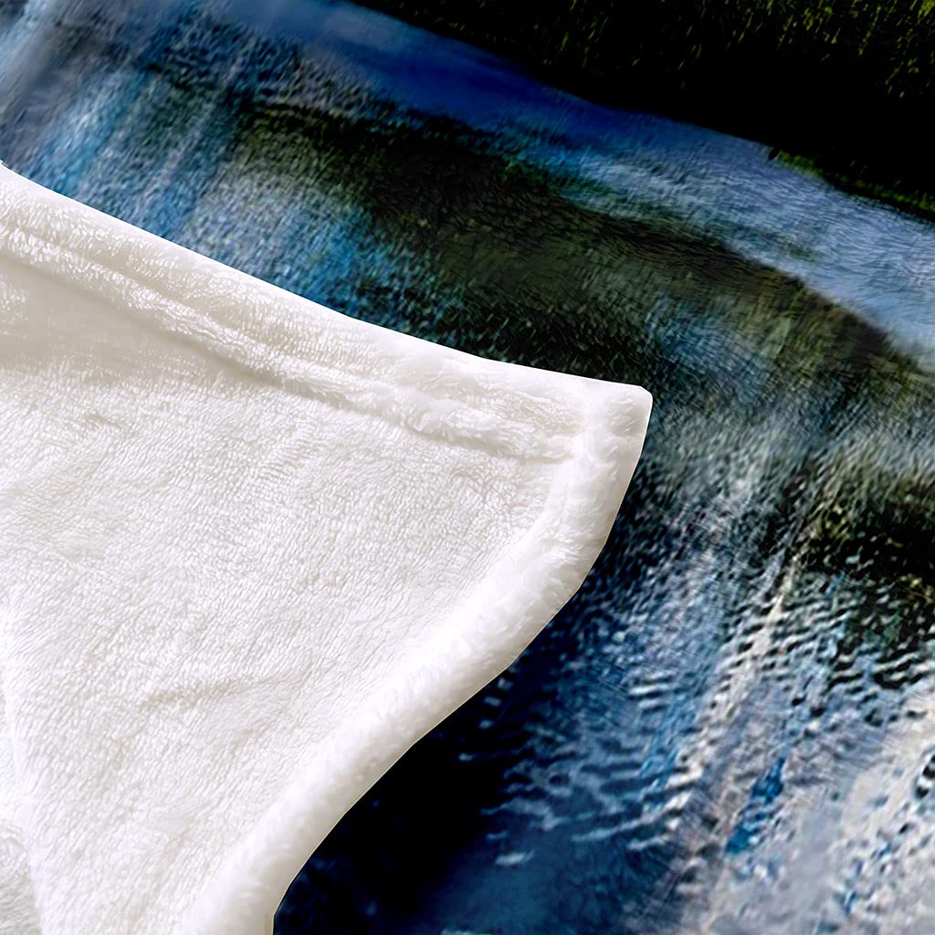 Manta De Franela De Microfibra 150X200Cm Manta De Felpa Suave Para Sofá Cama 3D Cielo Azul Y Nubes Blancas Con Vista Al Lago Impresión Patrón Manta Polar Invierno Gruesa Y Esponjosa Caliente Transp