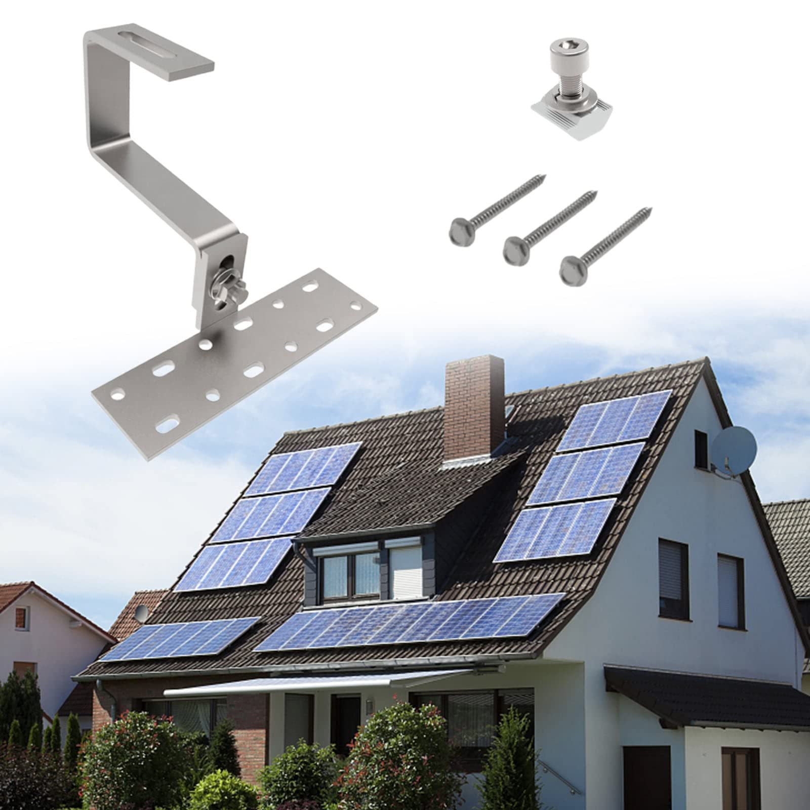SPORTARC Supporto per tetto a pannello solare, gancio per tetto fotovoltaico regolabile per montaggio superficiale solare fotovoltaico | Staffa per pannello solare per montaggio pannelli solari