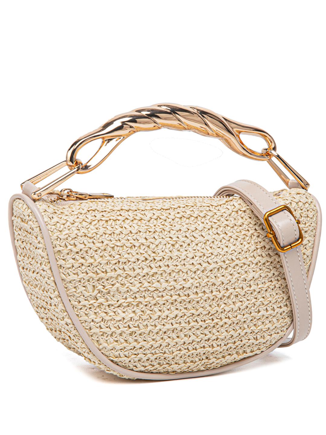 Bolso tote grande de rattan para mujer miniatura 7