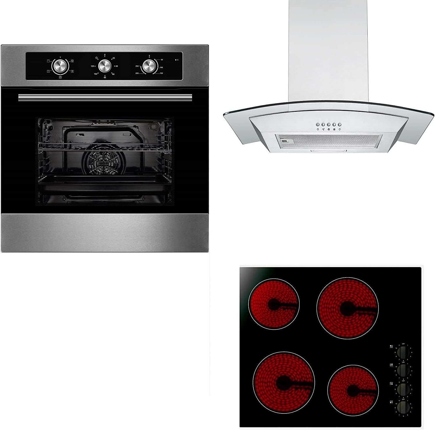 Unbranded Oven, Hob & Hood Package Cookology 60cm Builtin Electric