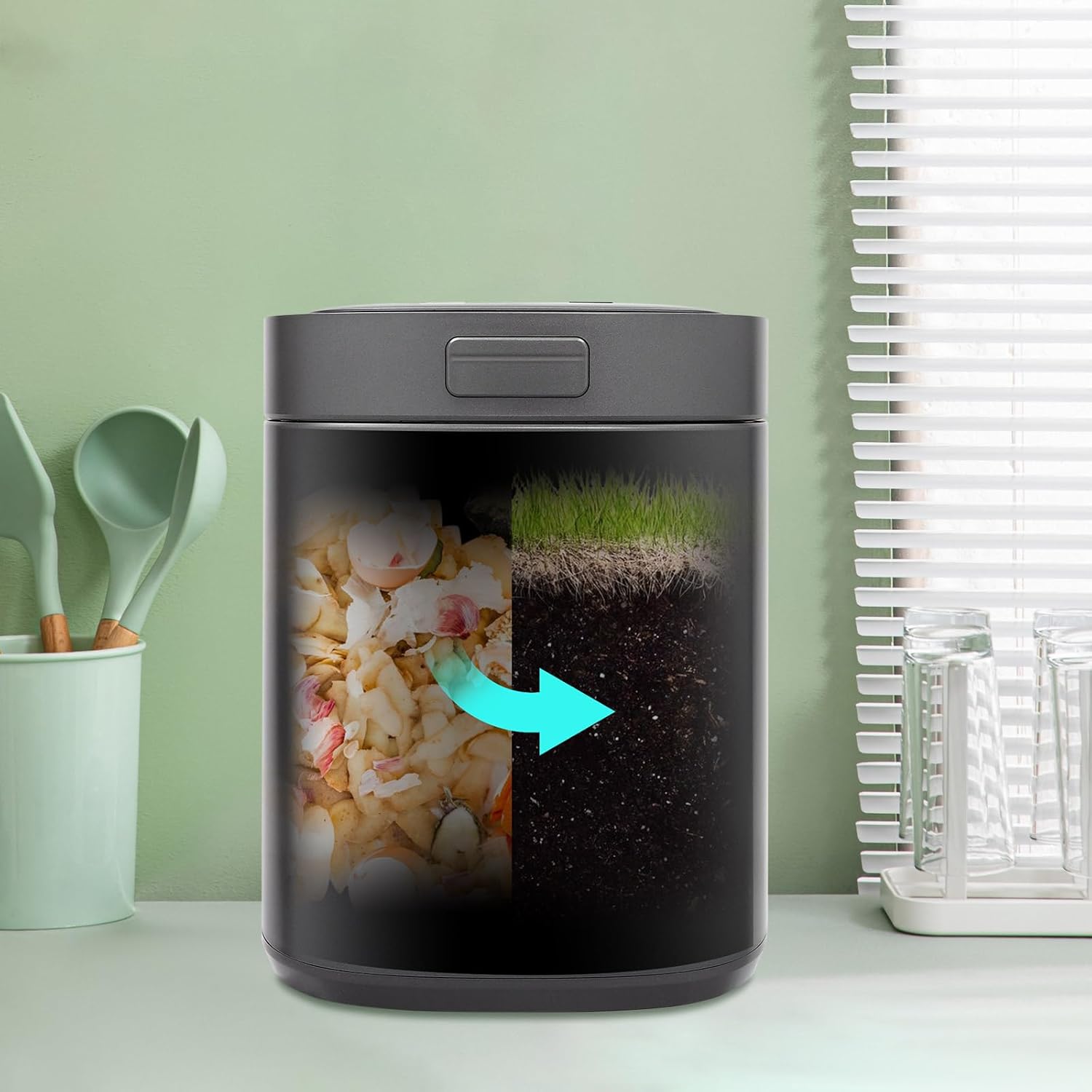 Electric Food Composter 2.5L Capacity, 500W Heating Power Kitchen Compost Bin with 3 Working Modes (Quick/Standard/Ferment), Odorless and Quiet Operation for Apartment Home Use (Black)