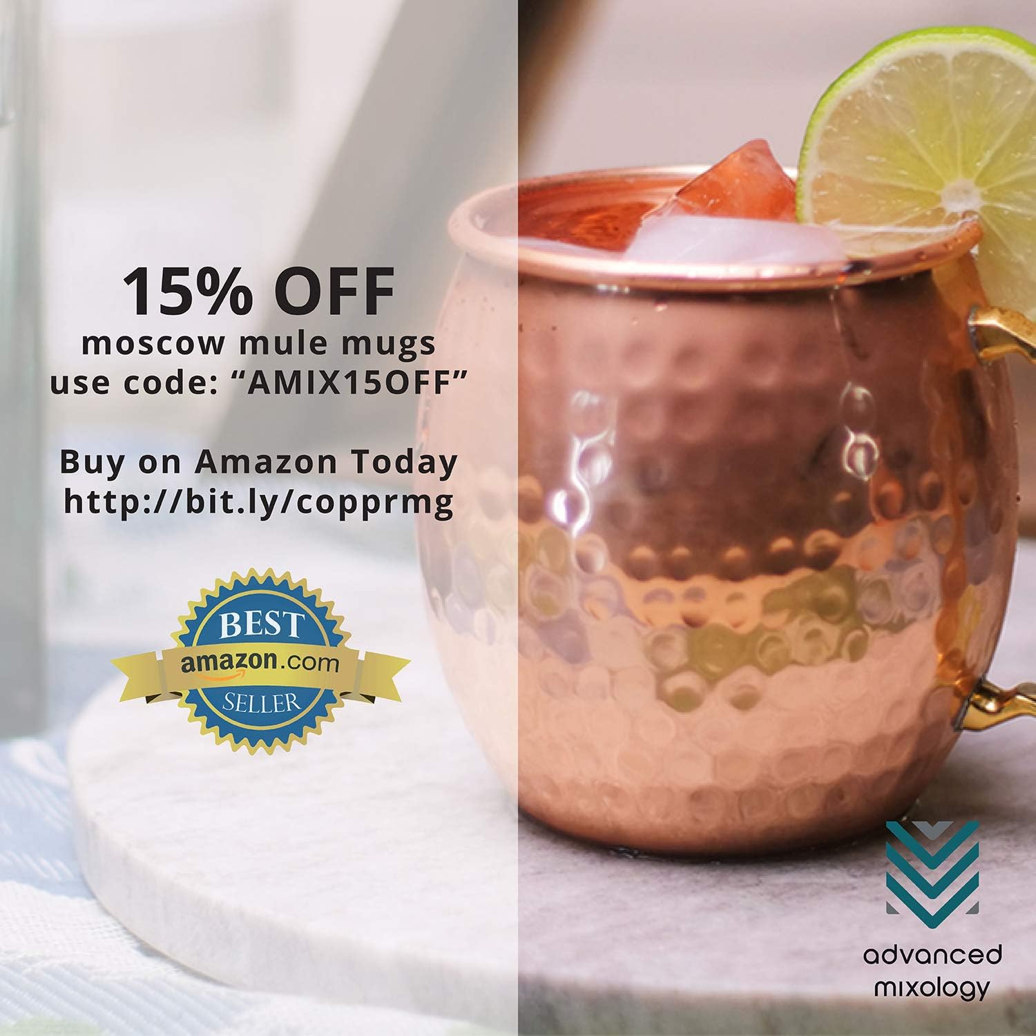 Advanced Mixology Set of 20 Pure Copper Moscow Mule Mugs by Mule Science with BONUS: Cocktail Copper 20 Straws, 2 Shot glasses and 20 coasters!