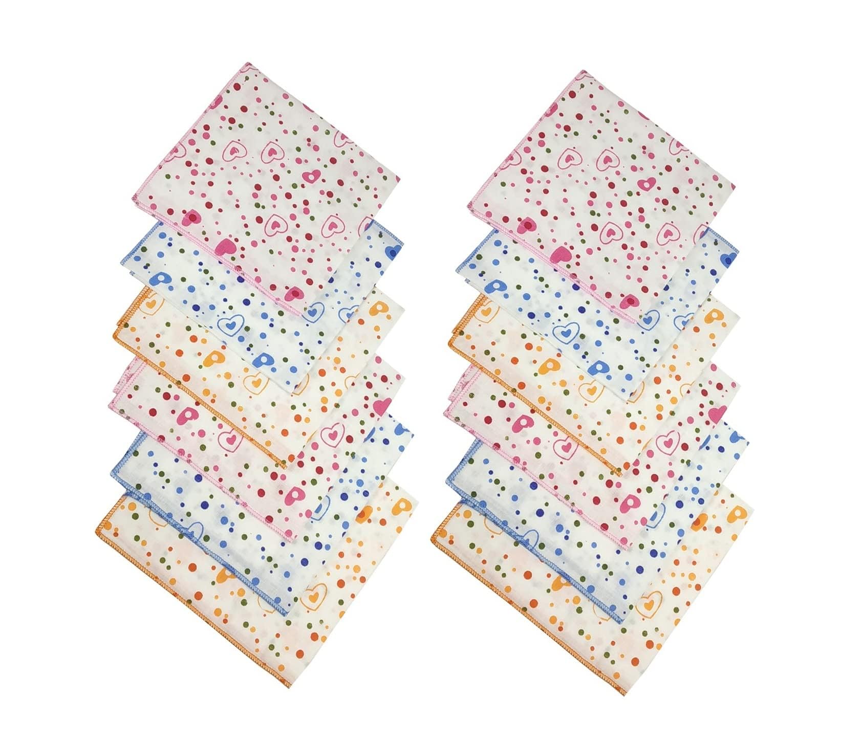 CWH0030-09 Set of 12 Pcs Women's/Girl's 100% Pure Cotton Multicolor Printed Multi Design Hankies/Hanky-image-14