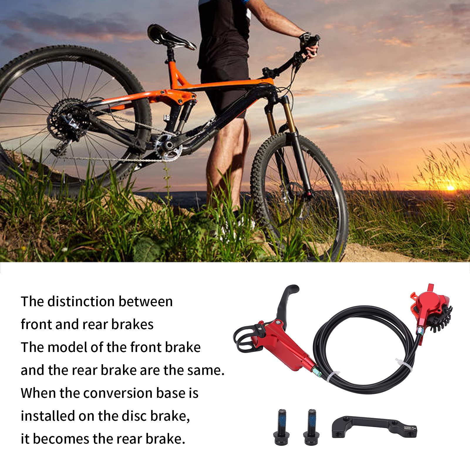 Étrier de frein à disque hydraulique arrière de vélo, étrier de Rotor de 160mm (Rouge)
