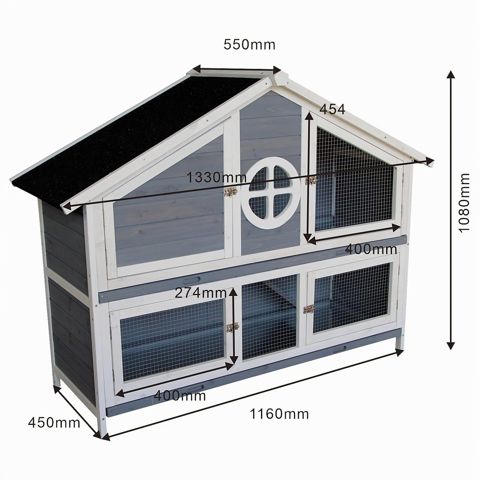 Caseta de Madera para Conejos Conejera Casita Conejos Corral Jaula Accesorios Mascotas Animales Azul