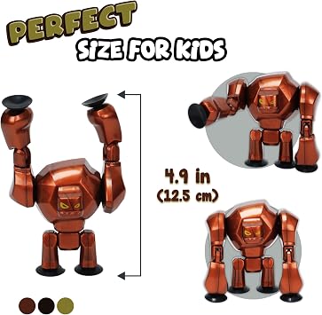 Zing StikBot & Mega Monster Stop-Motion Animation Pack – Exclusive Figure, Creative Toy for Kids Age 4+ (Bronze + Butter Yellow)