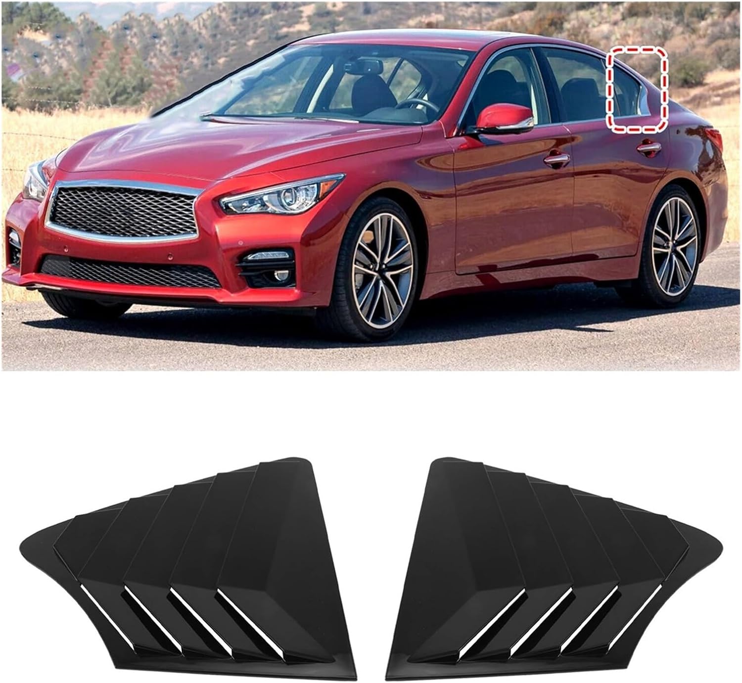 Compatible for Q50 2014-2022 Rear Air Vent Shade Scoop1Pair Car Side Window Louver Shutter Deflector Trim