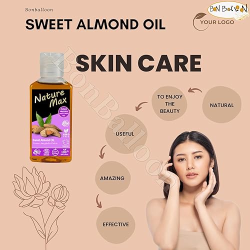 Miniatura 4 de Nature Max Aceite de almendras dulces natural sin diluir puro para el cuidado del cabello y la piel prensado en frío premium (1 paquete  2.70 oz