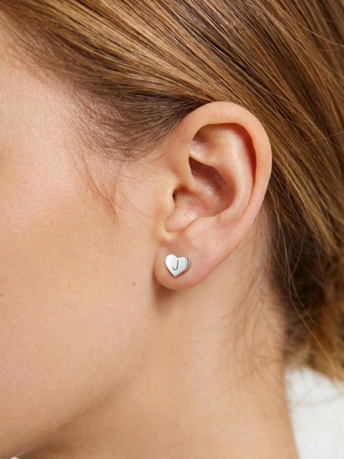 Silvora Initial Earrings for Women Heart Sterling Silver Earrings for Women Hypoallergenic Dainty Letter Stud Earring Cute Charm Name Earrings Jewelry Trendy Easter Birthday Gifts for 8-12