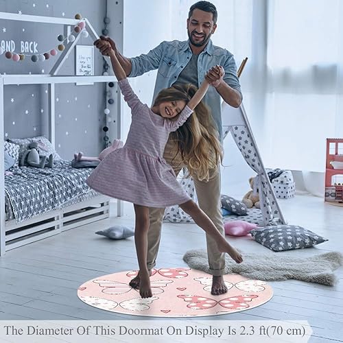 Miniatura 3 de Alfombra de bebé rosa mariposa amor niños redonda alfombra de juego infantil gatear alfombra de juego lavable manta de juego tiempo boca abajo