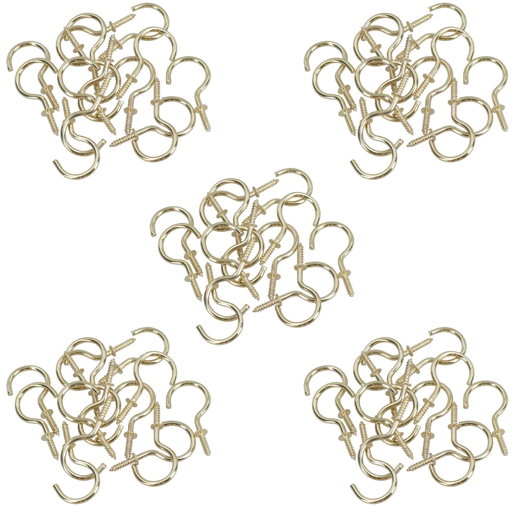 AB Tools 38mm Cup Hook Screws Picture Curtain Hangers Fasteners Brass Coated 75pc