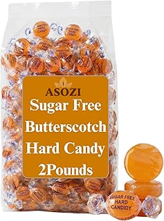 Sugar Free Butterscotch Hard Candy - 2lb of Sugar Free Hard Candy Individually Wrapped - Classic Buttery Sweetness, Perfect for Gatherings or Guilt-Free Treats