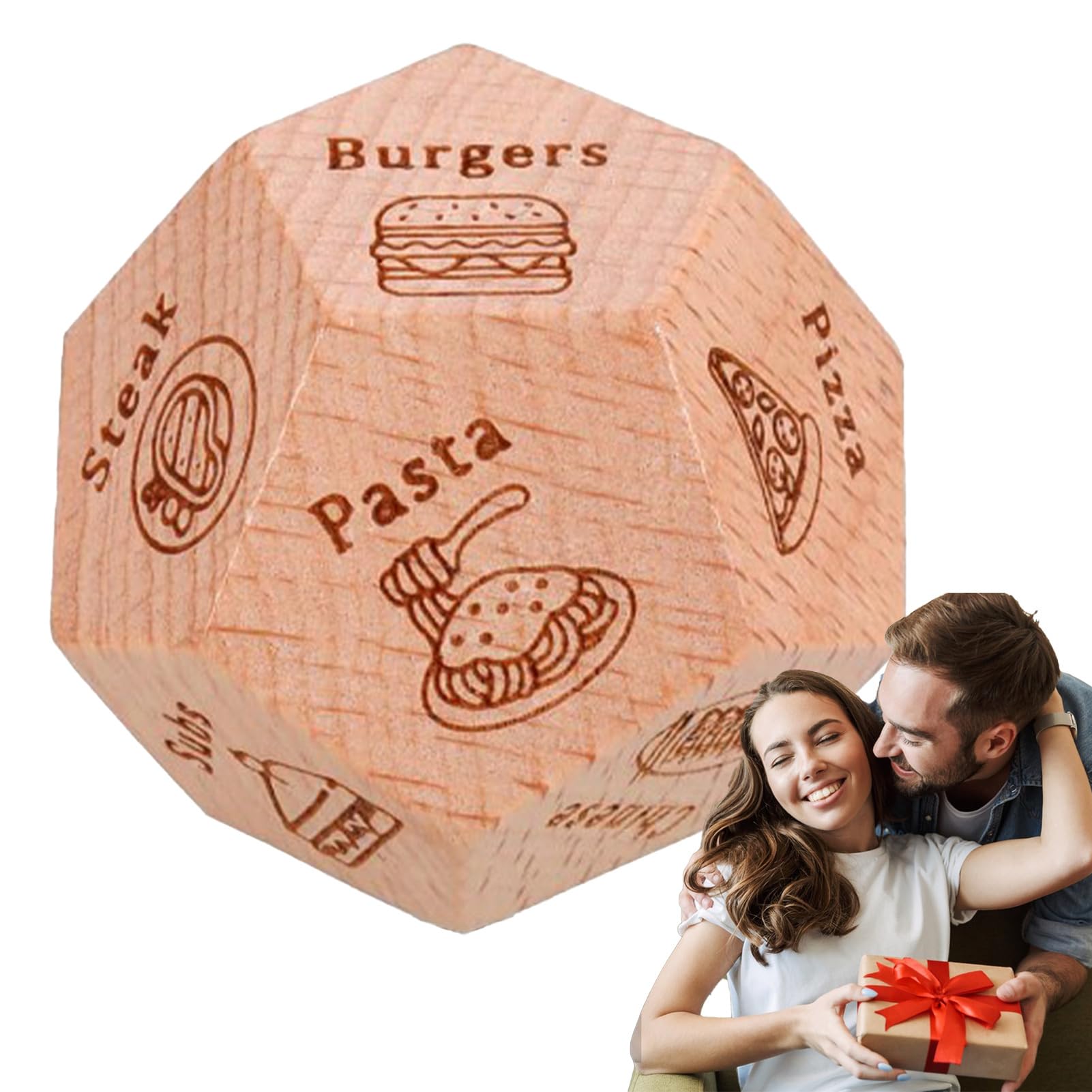Dés De Rendez-Vous En Bois - 12 Faces Pour Choisir Resto & Activités En Couple - Jeu Romantique Réutilisable - 13