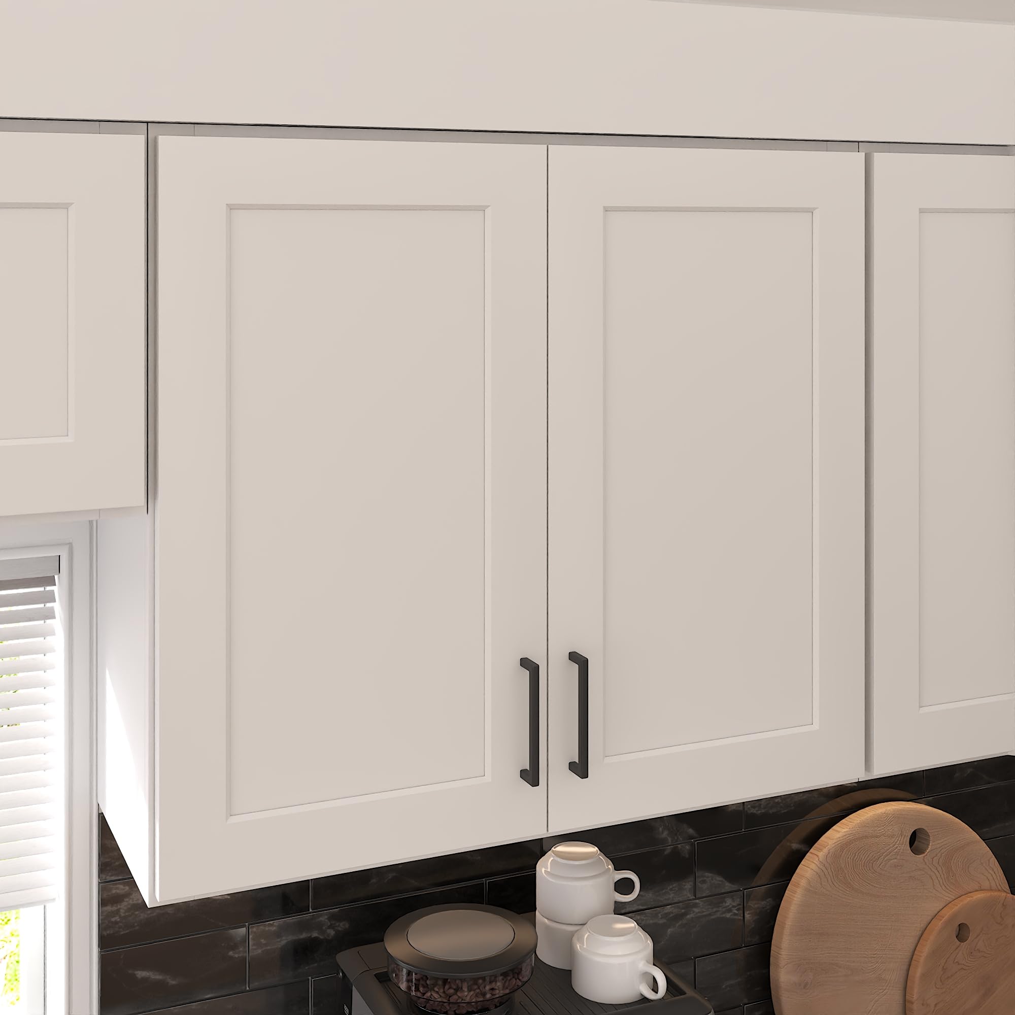 Furinno Shaker 3-Tier Wall Kitchen Cabinet, 2-Door, White