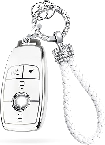 Funda para llavero Mercedes con llavero de diamante, apta para Benz Clase A Clase C Clase G 2017-2020 Clase E Clase S 3 4 botones Control remoto