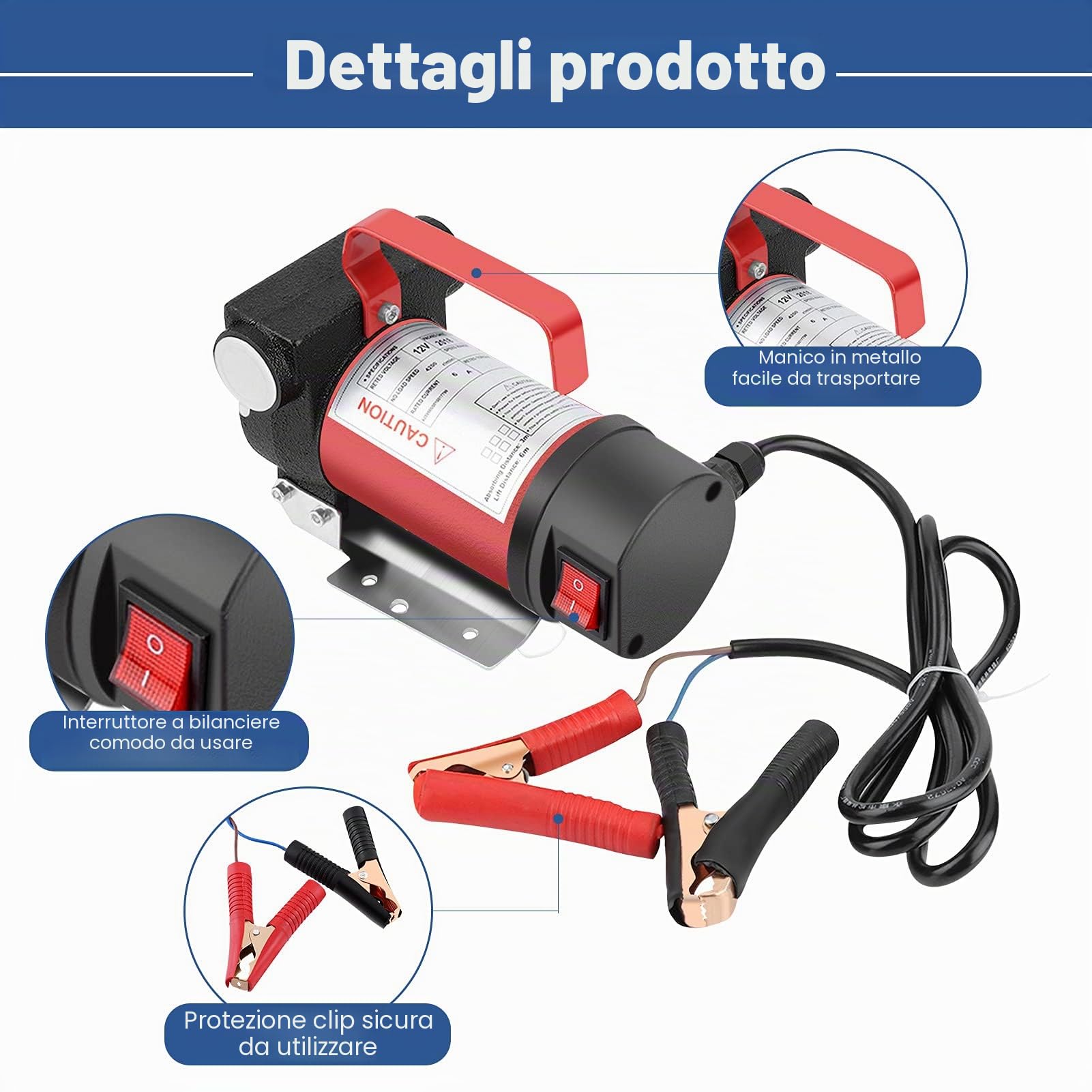 Pompa Gasolio 12V, 160W, 40L/min, Pompa di Trasferimento per Liquido Combustibile, per Veicoli Pesanti Camion