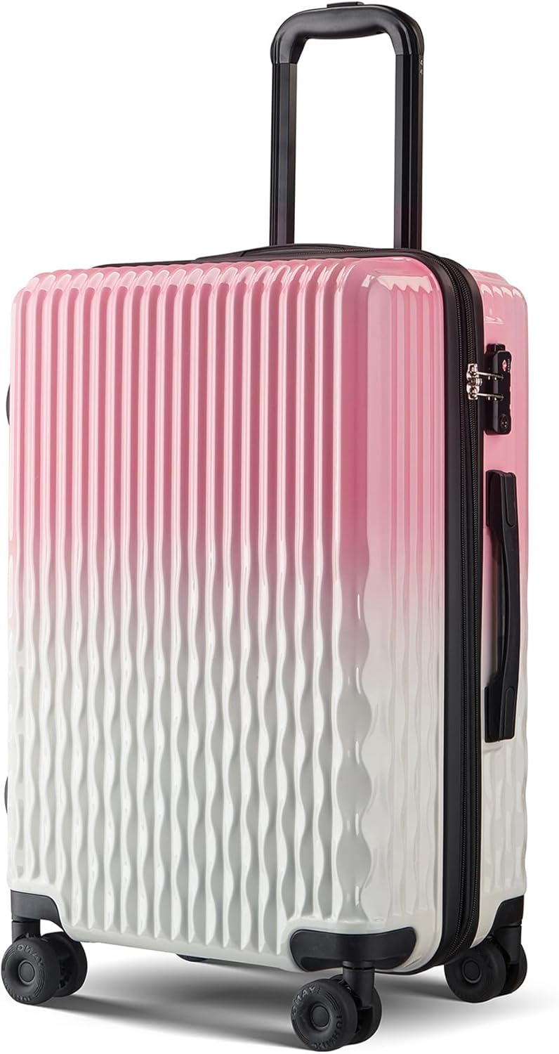 Tolino Checked 24 inch Luggage, ABS+PC Hardshell Carry ons Suitcase Lightweight Carry-on Travel Luggage with Spinner Wheels & TSA Lock