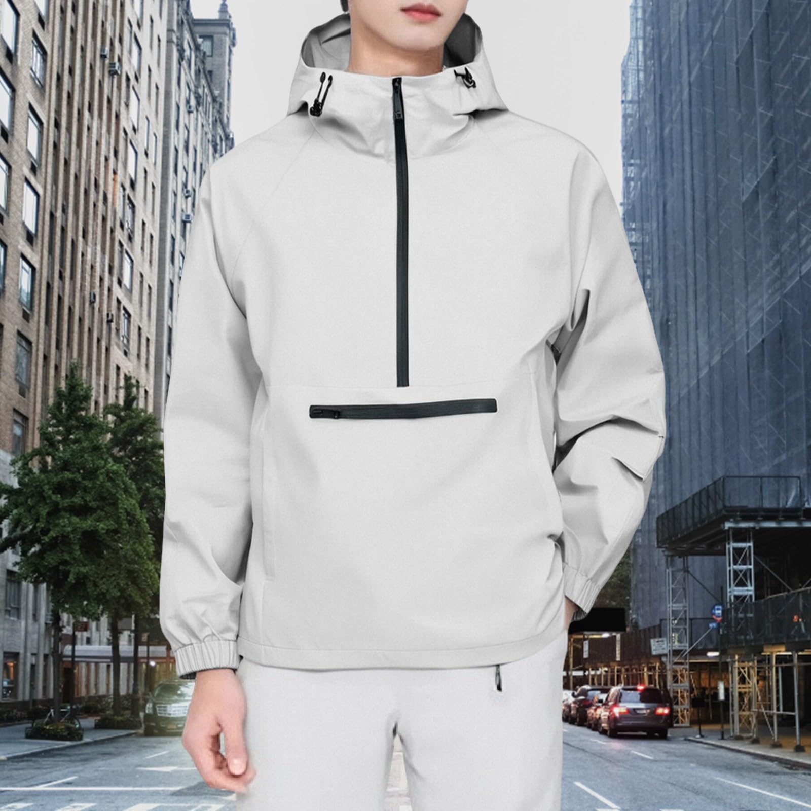 Sudadera Sin Mangas Hombre Chaquetas De Lluvia con Capucha para Hombre, Invierno, Poncho Informal, Otoño Sudaderas Unisex Chaqueta Hombres Cremallera Gimnasio Camisetas Manga Ropa