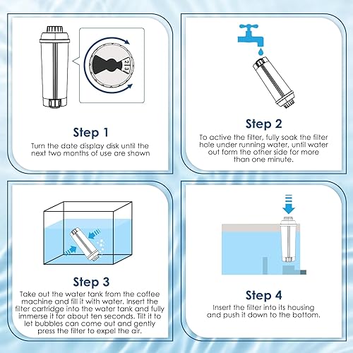 Miniatura 9 de DLSC002 Filtro de agua de repuesto compatible con filtro de máquina de café Delonghi suavizador de carbón activado para De'longhi Magnifica evo,
