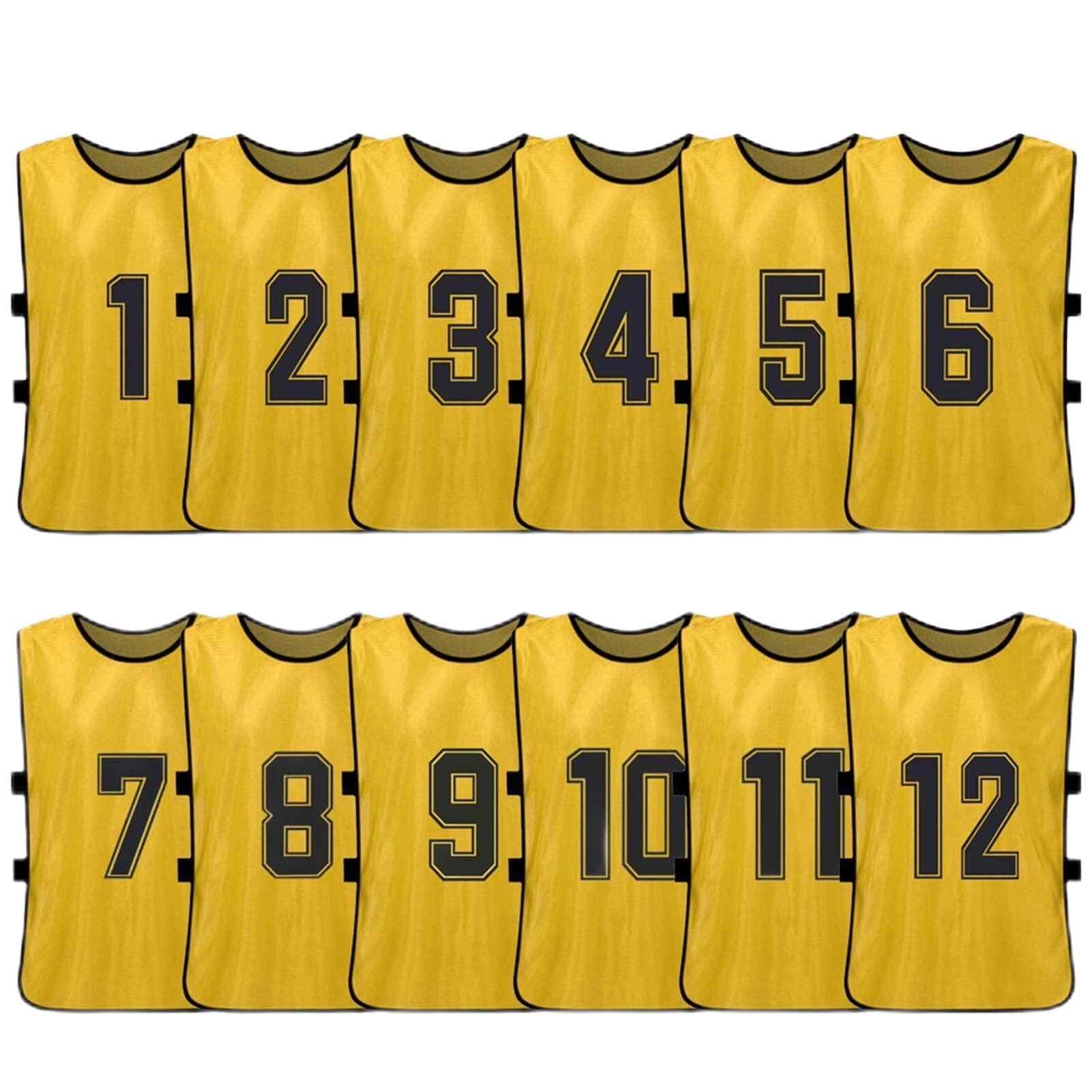 12 PCS Adults Soccer Pinnies Quick Drying Football Team Jerseys Youth Sports Scrimmage Soccer Team Training Numbered Bibs Practice Sports Vest