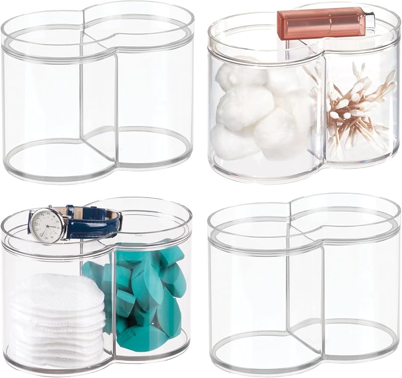 InterDesign iDesign Stackable Dual Canister for Bathroom Vanity or Countertop Storage - Set of 4 - Clear