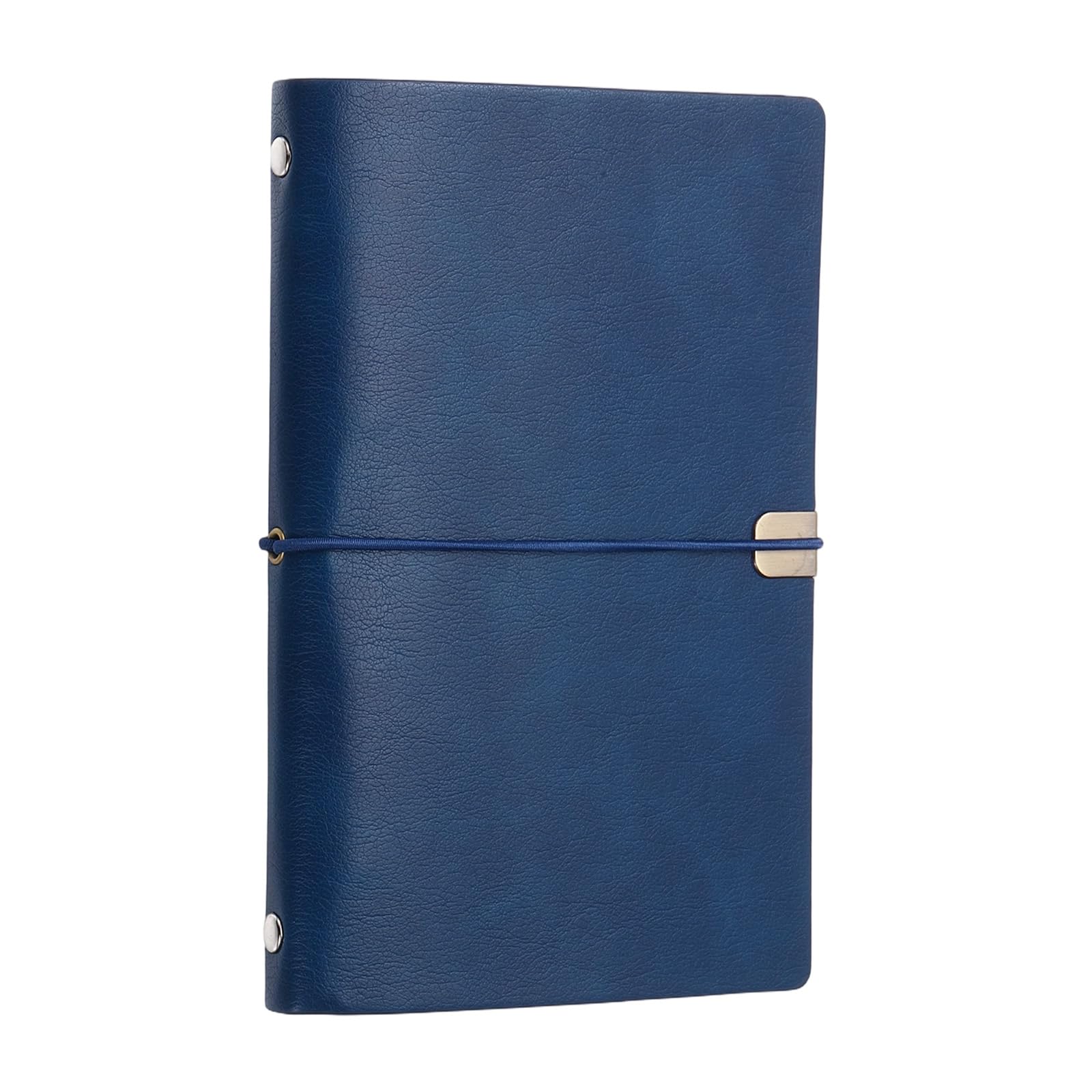 PATIKIL A6 Leather Binder Journal Cover, 6 Ring Refillable Binder Loose Leaf Notebook Protector with Elastic Closure No Paper for Work Meeting Notebook Folder, Navy Blue
