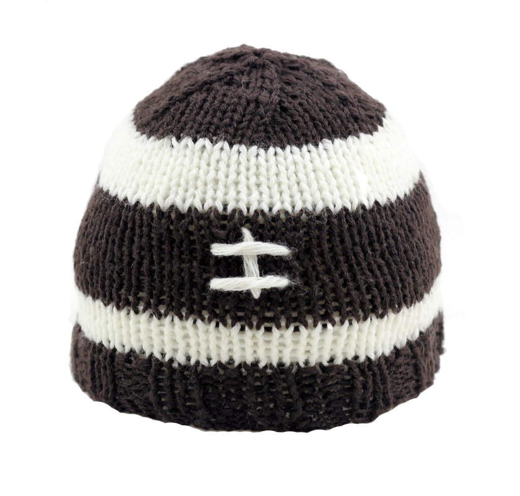 Bestknit Baby Boys Brown Knit Crochet Football Beanie Hat