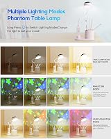 TechKen LED asztali lámpa gyerekeknek, dimmer, töltöthető, csillagvetítő, tolltartó 3