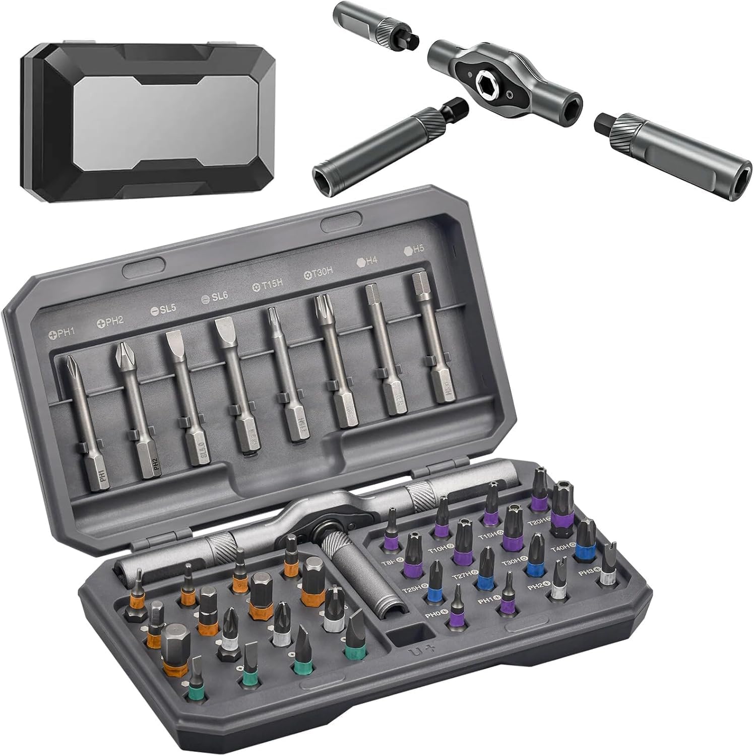 42-in-1 Magnetic Screwdriver Set, Multi Bit Ratchet Screwdriver Set with Storage Case, Detachable Ratchet Handle with 40 Bits, Precision Repair Tool Kit for Computers, Glasses, Bicycles, Watches, DIY