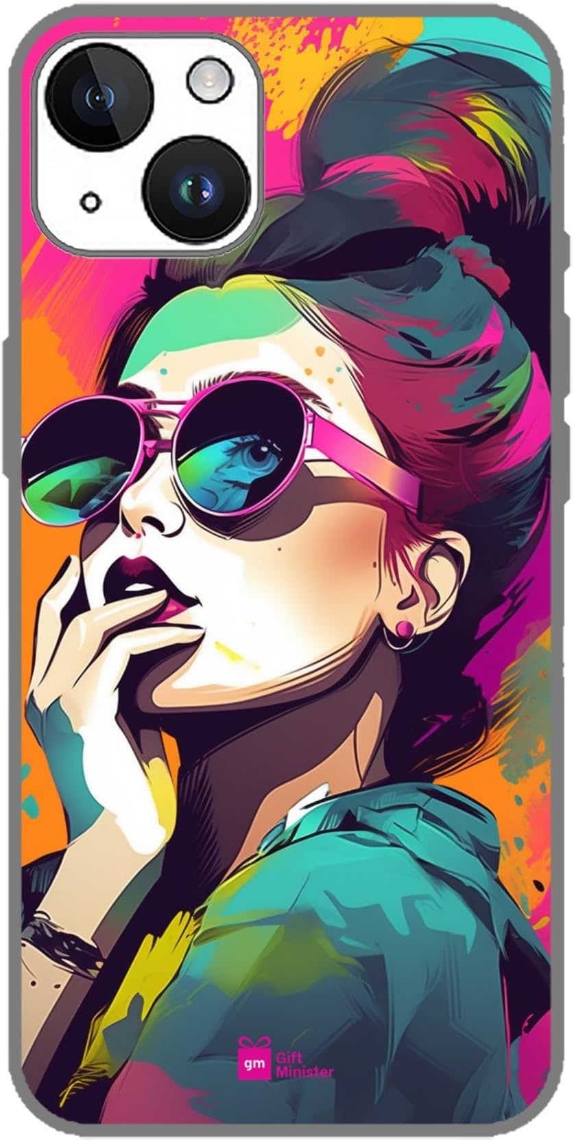 Silicone Designer Cover for Apple iPhone 14 Sea Greencover - Women Sunglasses Shades Smoking Weed Masks Totems Comic Art Summer Cool Bright Colors Mobile Combination Vivid 1Pcs 1696Y