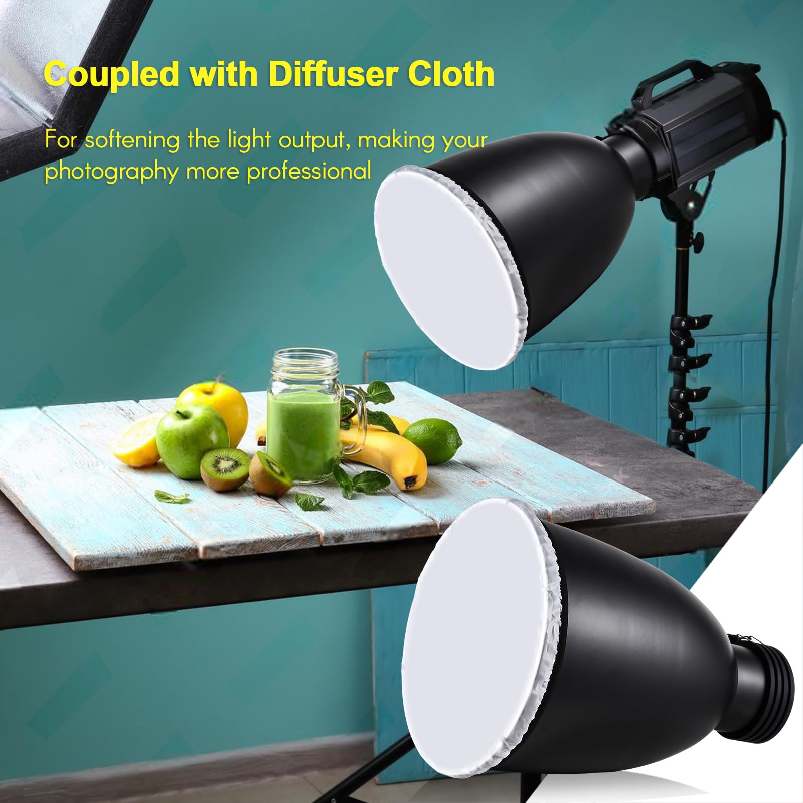 Andoer Piatto di bellezza da 11,6 pollici con supporto Profoto Tele-Zoom Riflettore Diffusore Diffusore Piatto con griglia a nido d'ape a 60° e calzino diffusore per Profoto Mount Studio Strobe Flash