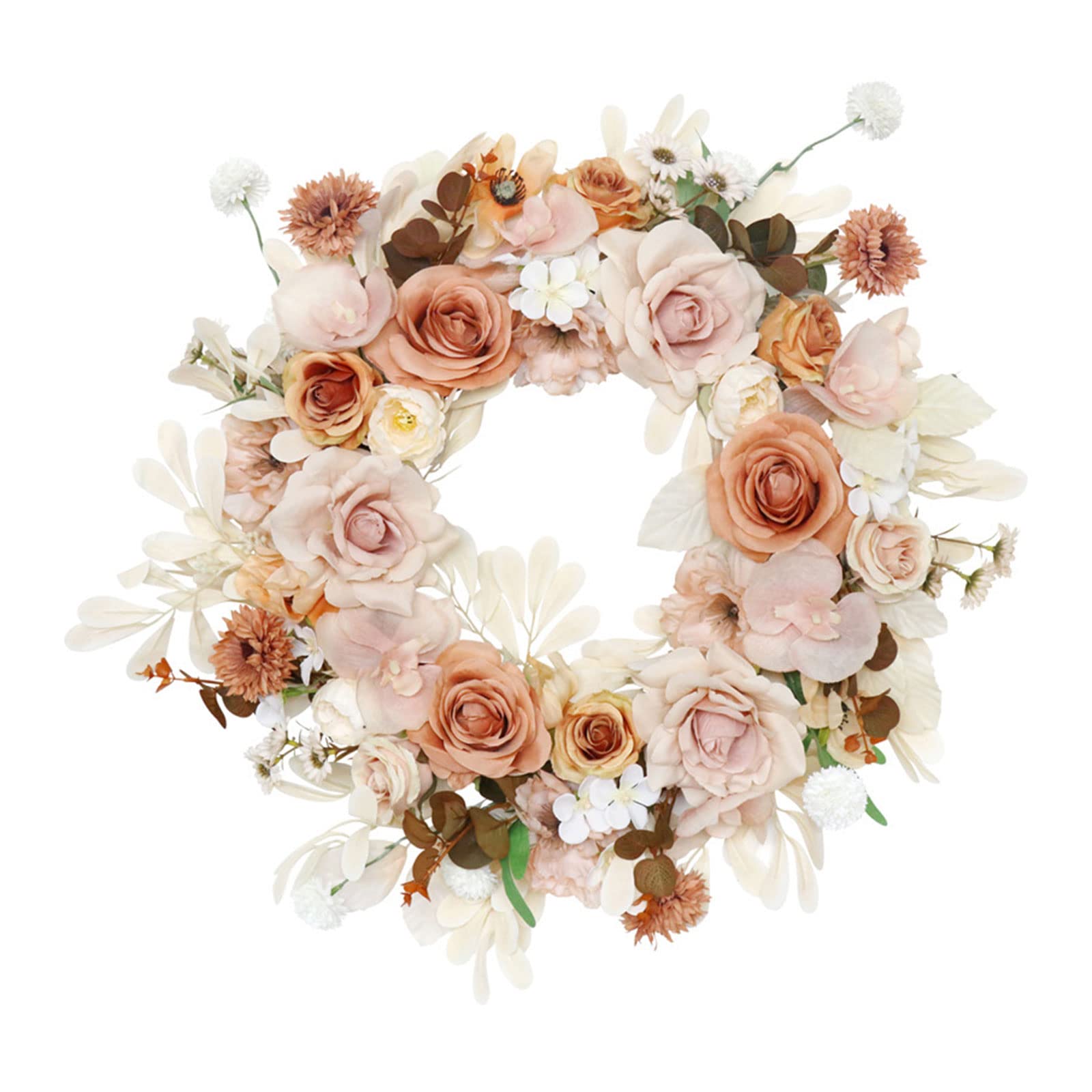 Jazuaiao Retro Rose Wreath Simulation Garland Ornament Art Accessory for Garden Courtyard Decoration Rose Wreaths for Front Door