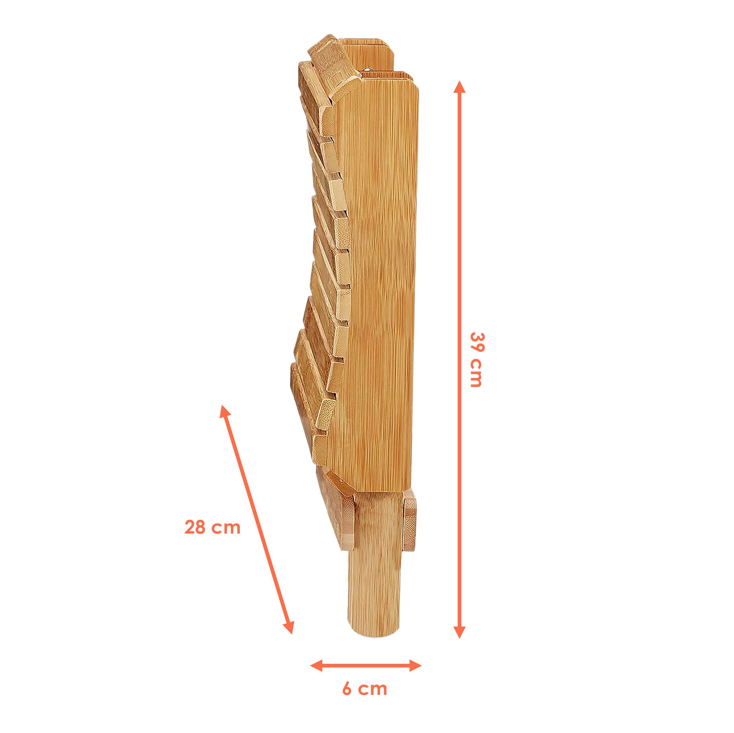 Spetebo Sgabello pieghevole in bambù naturale, rettangolare, 28 x 28 cm, in legno, pieghevole, universale, per cucina, bagno, corridoio