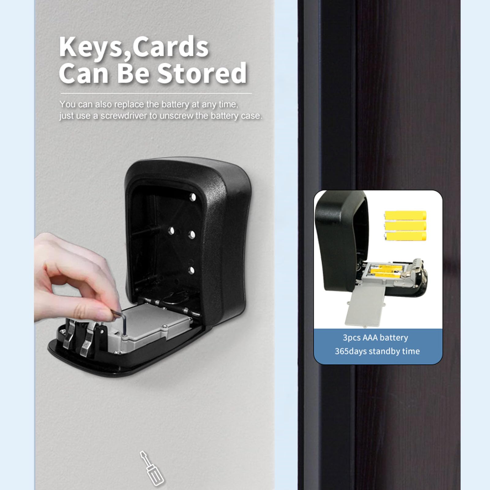 Cassetta di Sicurezza Portatile per Chiavi Intelligenti, Ingresso Meccanico Bluetooth Resistente Alle Intemperie, per Luoghi di Lavoro, Garage Domestici, Metallo, Controllo App per attività