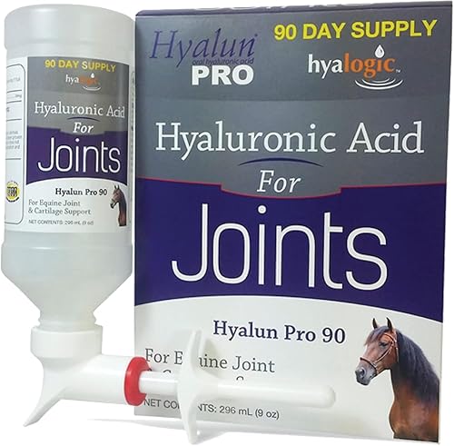 Hyalogic Hyalun Pro - Ácido hialurónico para caballos, suministro de 90 días, dispensador de punta oral fácil, suplemento líquido HA para