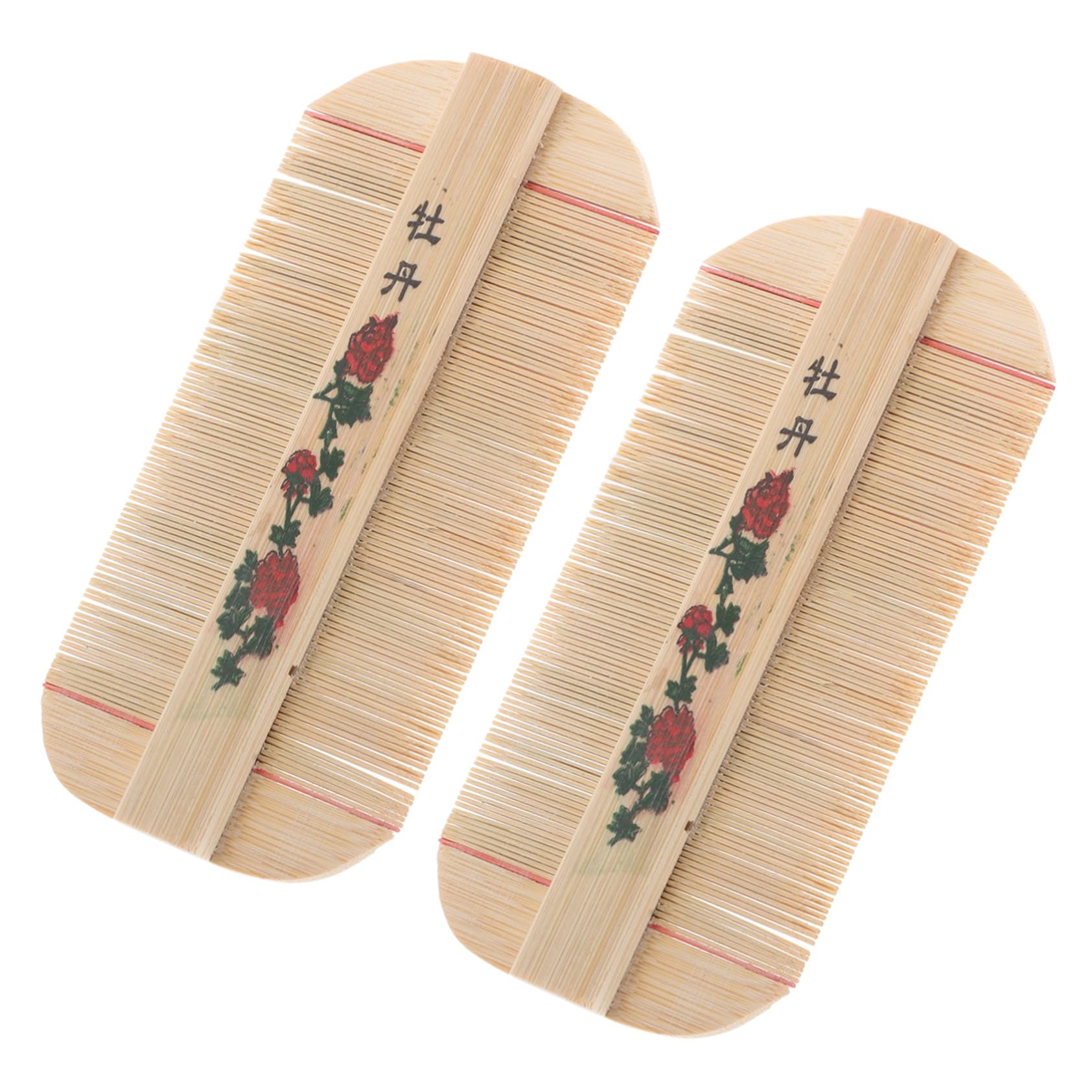 OHPHCALL Fine Tooth Comb Compact Size for Pet Hair 2pcs Bamboo with Ultradense Teeth Design and Scalp Psoriasis for Home and Traveling Use, Suitable for Children and Men