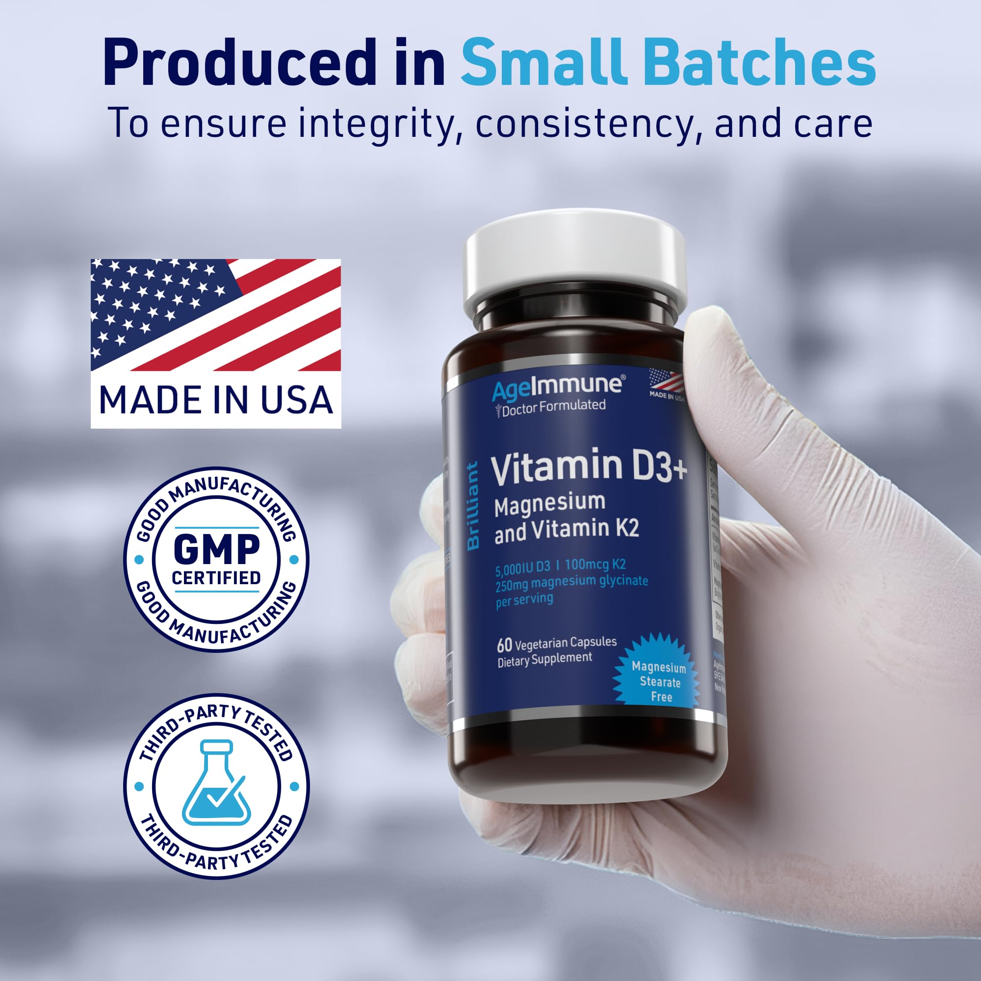 AgeImmune Vitamin D3 5000 IU with Vitamin K2 and Magnesium Bisglycinate — Amazon image 4