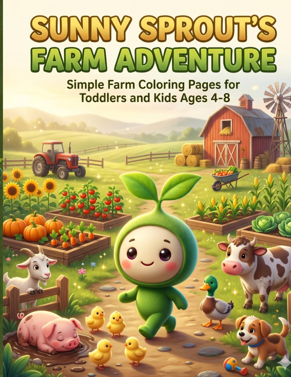 Sunny Sprout's Farm Adventure: Simple Farm Coloring Pages for Toddlers and Kids Ages 4-8