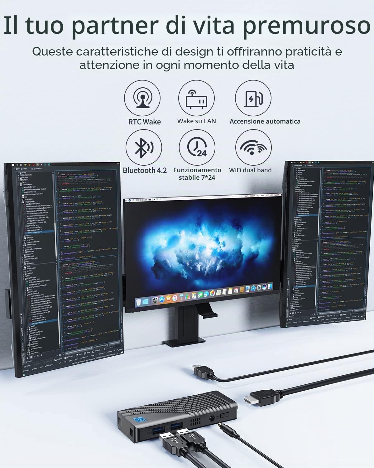 Mini PC Stick Intel Celeron N4000 (fino a 2.6GHz) Windows 10 Pro Mini Computer Stick 4GB DDR4 64GB eMMC Micro Fattore di forma per desktop Supporto PC 4K HDMI, 2.4G/5G WiFi, Bluetooth 4.2, Auto Power