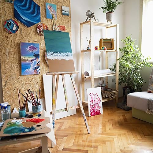 Miniatura 7 de GOTIDEAL Lienzos estirados para pintura, 16 x 16 pulgadas, juego de 7, blanco imprimado, 100% algodón, lienzos cuadrados de arte en blanco para