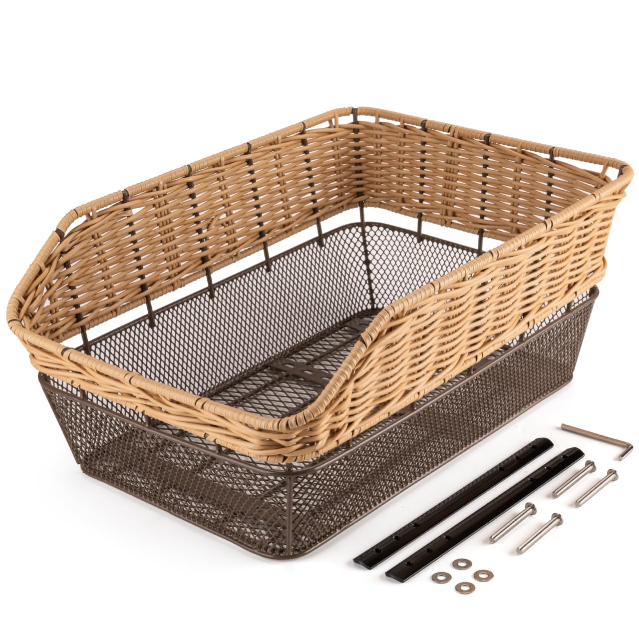 Cestino Posteriore Bici In Metallo - Portapacchi Grande 32x16x42cm Con Fodera Impermeabile E Rete, Per Adulti Ed E-Bike - 2