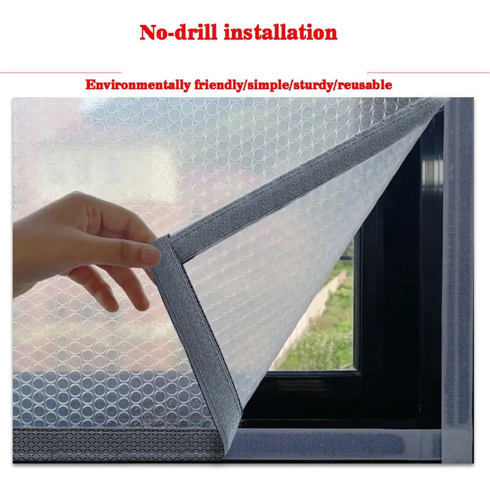 Isolamento finestre, Guarnizione a bolle addensata for la casa termica antivento Facile da installare Nessuna necessità di foratura(W120*H200cm)