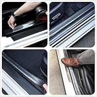 Vista 5 de Youngine Protectores de umbral de puerta de coche de fibra de carbono universal autoadhesivo flexible para coche, SUV, camioneta, protector de Negro